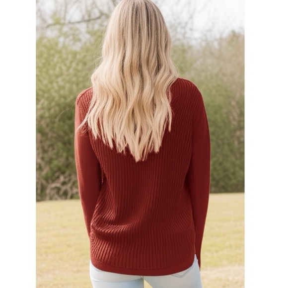 NWT STITCH FIX RD STYLE Women's Sz L Long Sleeve Josslyn V Neck Sweater Rust - Picture 2 of 13